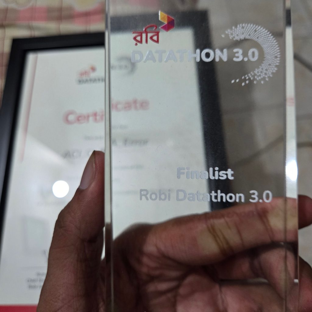 Robi Datathon 3.0 finalist trophy