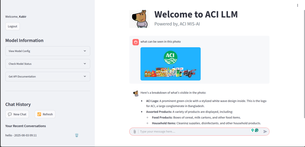 Chat interface for ACI Central Intelligence